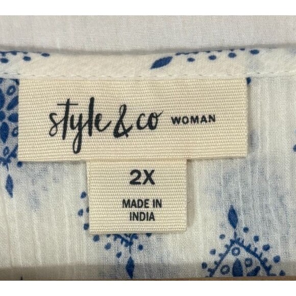 Style & Co Top Womens Plus 2X White Tunic Embroidered Peasant Boho NWT Gift - Picture 5 of 10